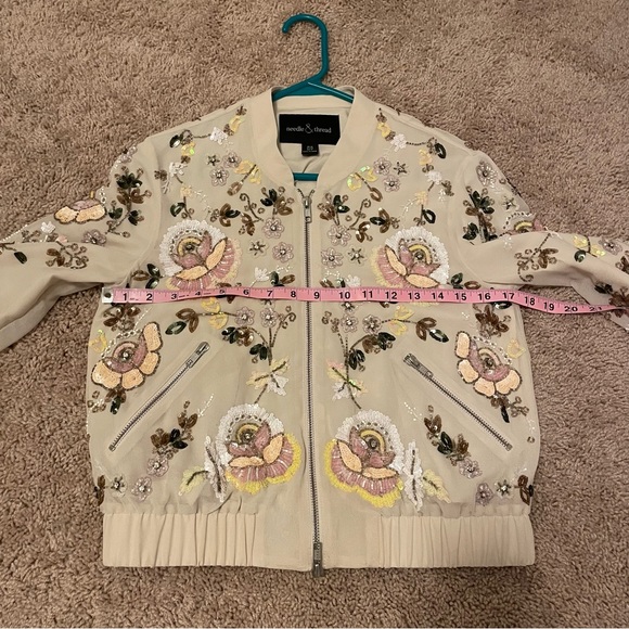 ✨  HP ✨  Needle & Thread Foliage Cluster Embellished Bomber - Picture 14 of 15